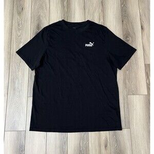 PUMA Black/White Embroidered Logo Short Sleev Crewneck Tee Mens Size XL